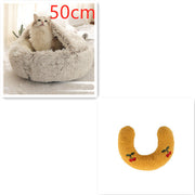 Pet Cat Dog 2 In 1 Winter Bed Round Plush Warm Bed House Soft Long Plush UK PET HOUSE