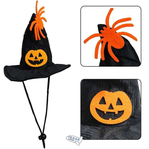 Pet Dog Cat Halloween Bell Collar & Pumpkin Design Hat Set Unbranded