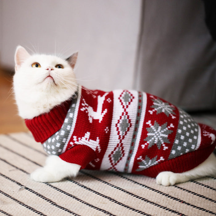 Pet Cat Dog Christmas Sweater Pullover Winter Clothes