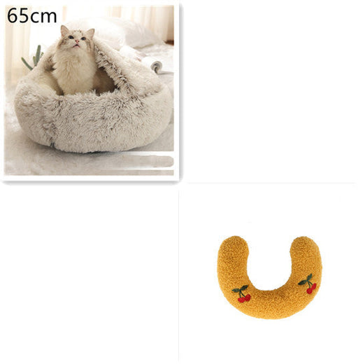 Pet Cat Dog 2 In 1 Winter Bed Round Plush Warm Bed House Soft Long Plush UK PET HOUSE