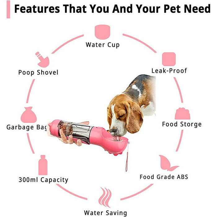 4 in 1 Multifunctional Pet Water Bottle - 300ml UK PET HOUSE