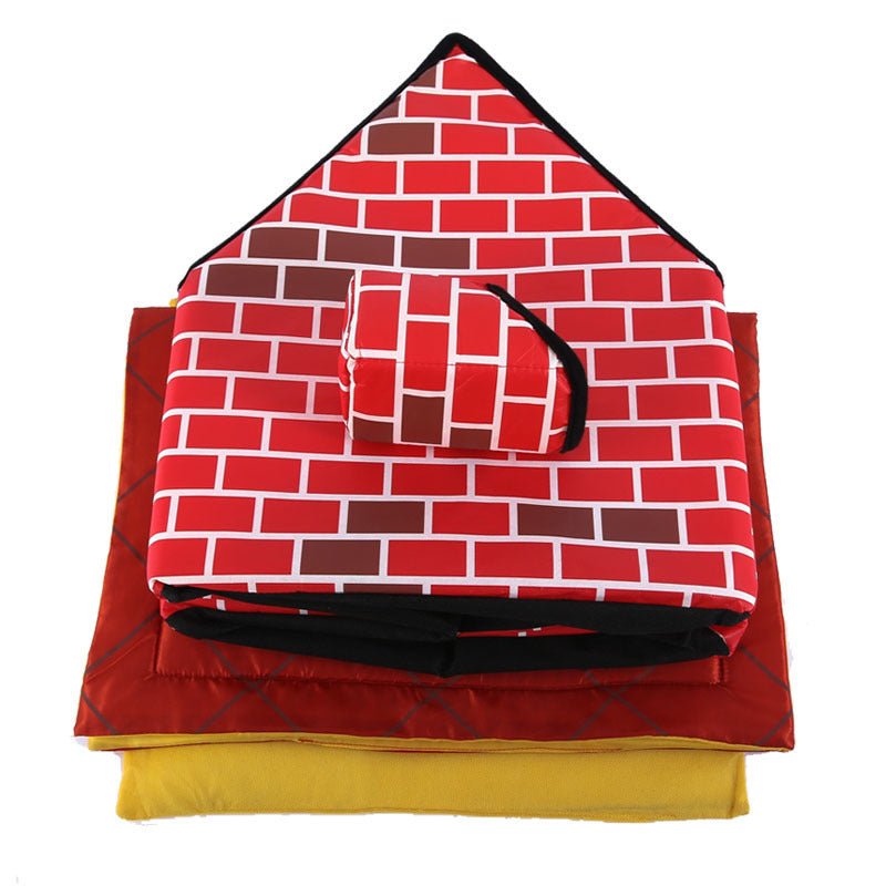 Pet Villa House – Chimney Style Cozy Nest for Cats & Small Dogs, Plush Indoor Bed UK PET HOUSE