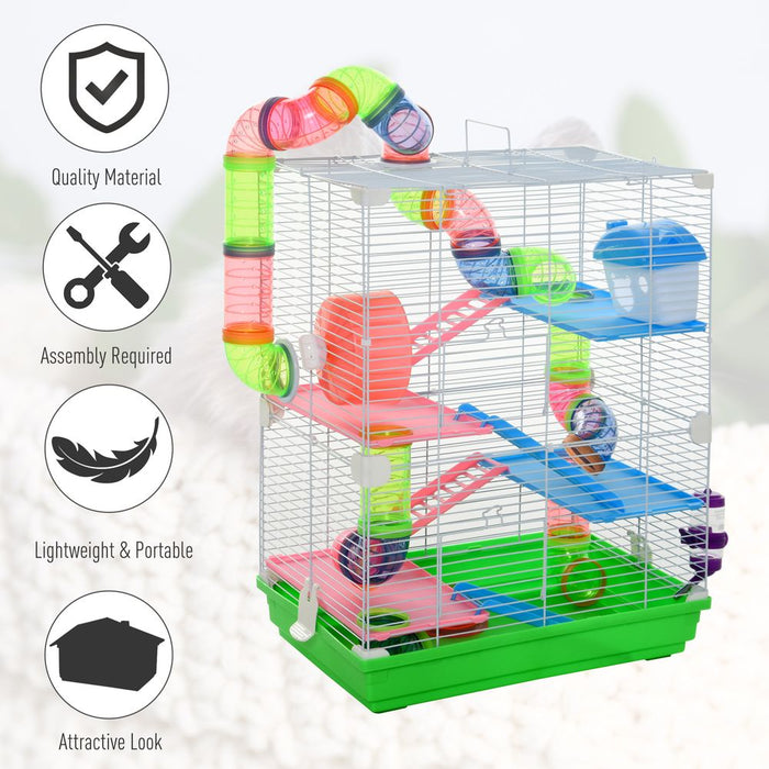 5 Tier Hamster Cage Carrier Habitat Small Animal House w/ Exercise Wheels Tunnel UK PET HOUSE