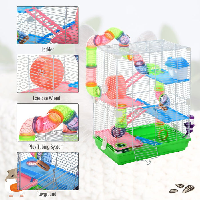 5 Tier Hamster Cage Carrier Habitat Small Animal House w/ Exercise Wheels Tunnel UK PET HOUSE