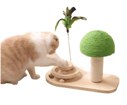 Wooden Cat Turntable Track Toy w/ Scratching Post UK PET HOUSE