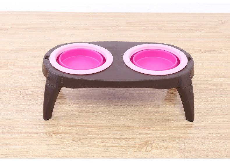 Pet Cat Dog Collapsible Bowl with Stand