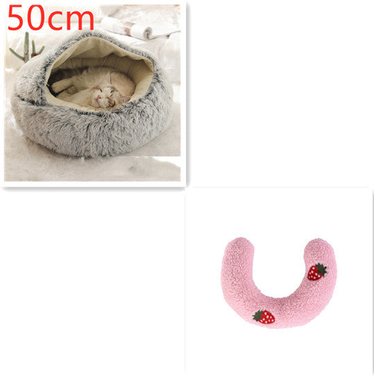 Pet Cat Dog 2 In 1 Winter Bed Round Plush Warm Bed House Soft Long Plush UK PET HOUSE