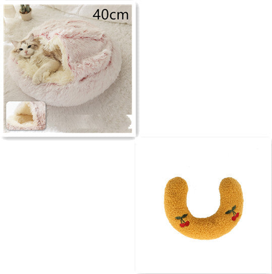 Pet Cat Dog 2 In 1 Winter Bed Round Plush Warm Bed House Soft Long Plush UK PET HOUSE