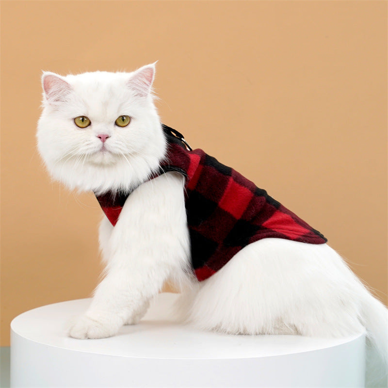 Pet Dog Cat Polar Fleece Plaid Vest Teddy Bichon Clothes Unbranded