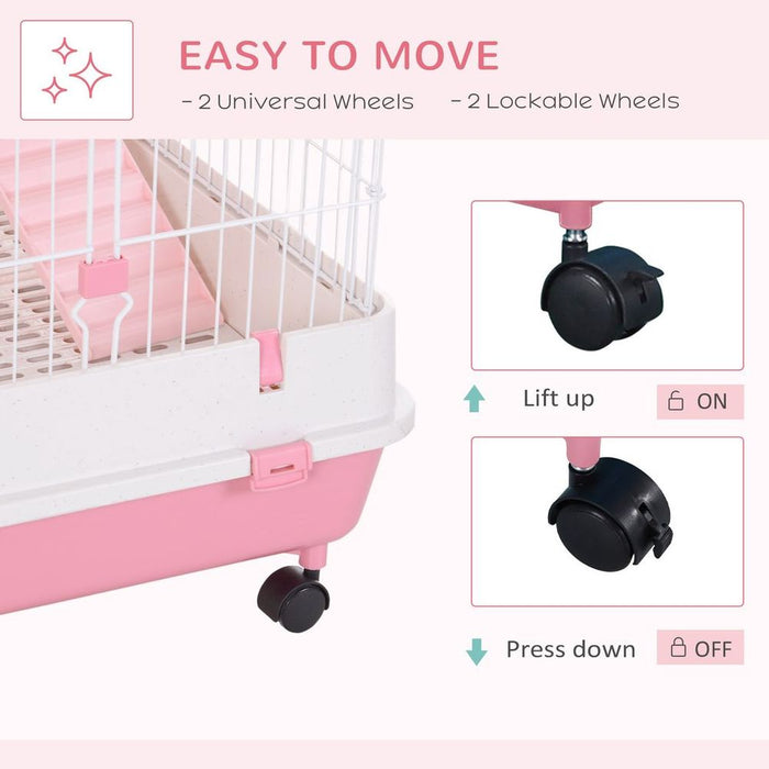 6 Level Small Animal Cage Indoor w/ Wheels Tray for Bunny Ferret Chinchilla UK PET HOUSE