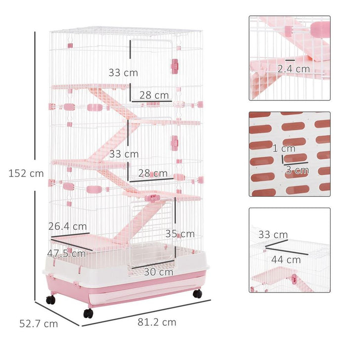 6 Level Small Animal Cage Indoor w/ Wheels Tray for Bunny Ferret Chinchilla UK PET HOUSE