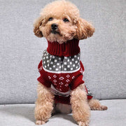 Pet Dog Cat Christmas Maple Snowflake Turtleneck Knitted Sweater Pet Clothes UK PET HOUSE