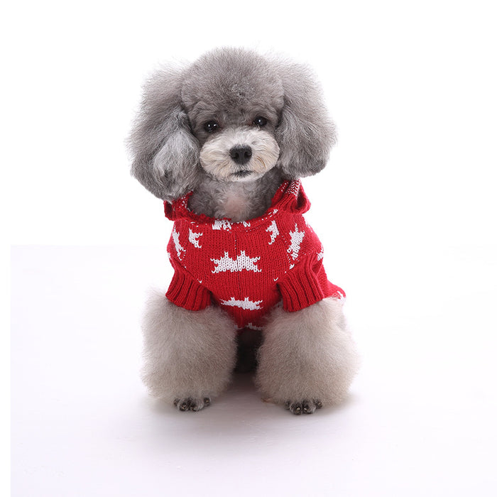 Pet Dog Cat Christmas Sweater with Hoodie