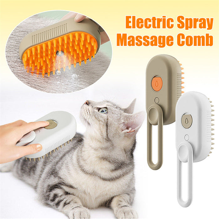 3-in-1 Electric Pet Steam Brush – Grooming Comb with Spray & Massage DOG n KITTY