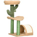 72cm Cat Tree w/ Bed, Toy Ball, Sisal Post, Curved Pad - Beige & Green UK PET HOUSE