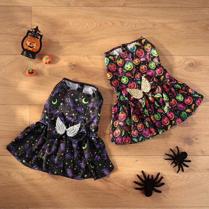 Small Angel Wings Halloween Dress for Dogs & Cats – Pet Costume with Bat or Pumpkin Variant UK PET HOUSE