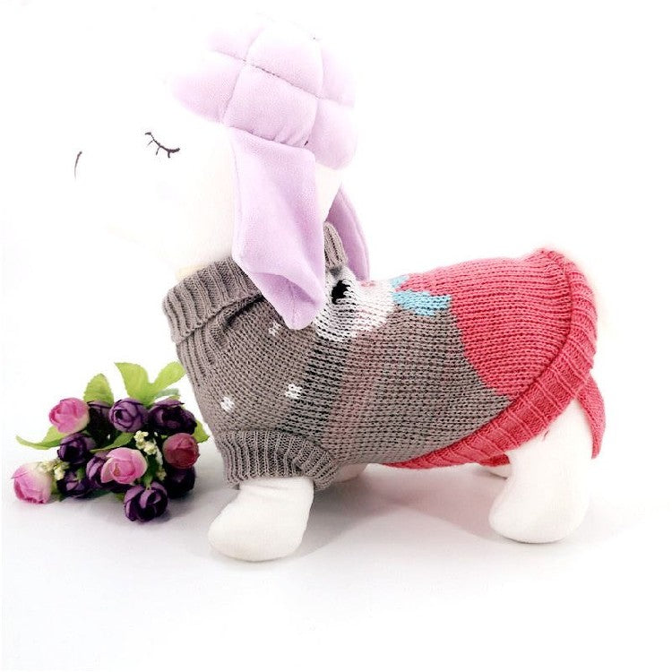 Pet Dog Cat Christmas Maple Snowflake Turtleneck Knitted Sweater Pet Clothes UK PET HOUSE