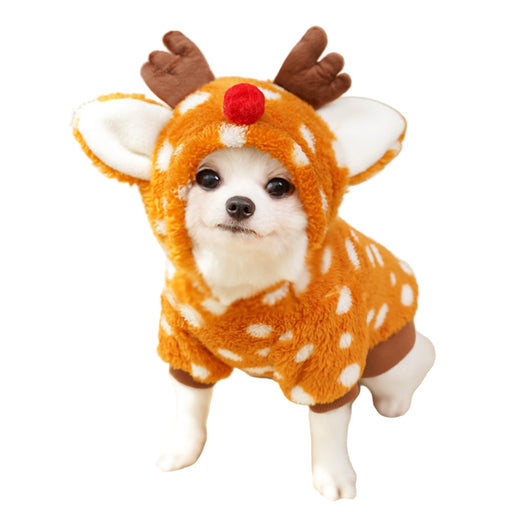 Pet Dog Cat Christmas Elk Costume – Fleece-Lined Autumn & Winter Clothes for Medium Dogs UK PET HOUSE