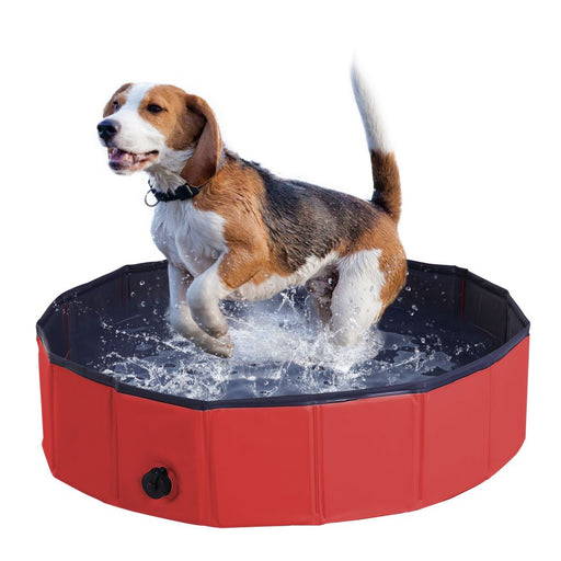 80cm Foldable Pet Paddling Pool Indoor/ Outdoor - Red UK PET HOUSE