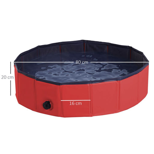 80cm Foldable Pet Paddling Pool Indoor/ Outdoor - Red UK PET HOUSE