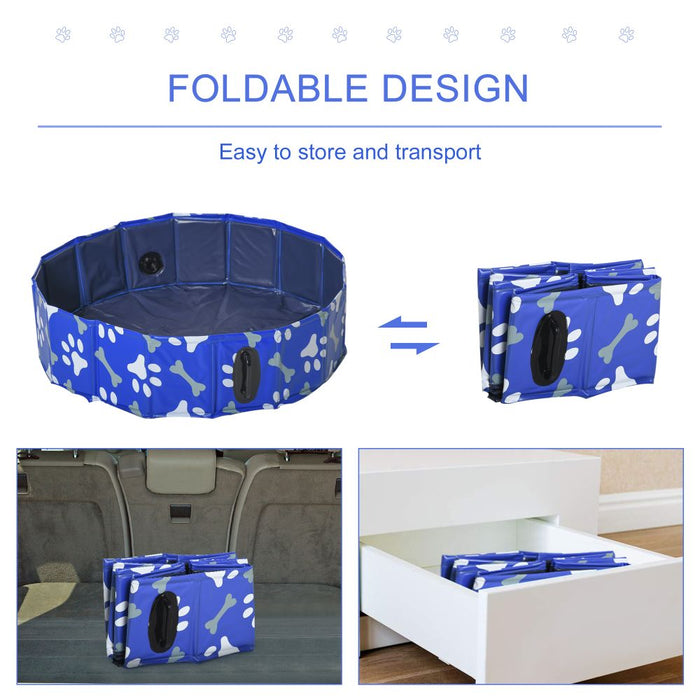 80cm Swimming Foldable Pet Pool - Blue UK PET HOUSE