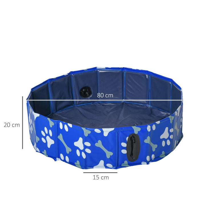 80cm Swimming Foldable Pet Pool - Blue UK PET HOUSE