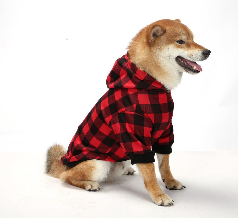 Pet Dog Christmas Plaid Hoodie