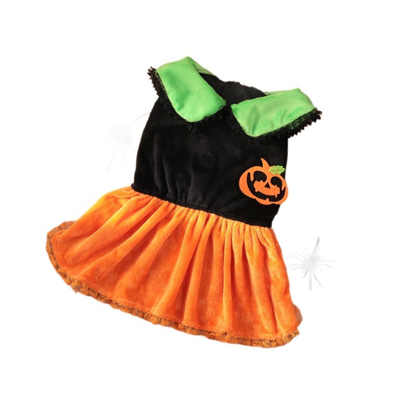 Pet Cat Dog Halloween Classic Pumpkin Skirt & Halloween Pumpkin Sweater Hoodie Unbranded