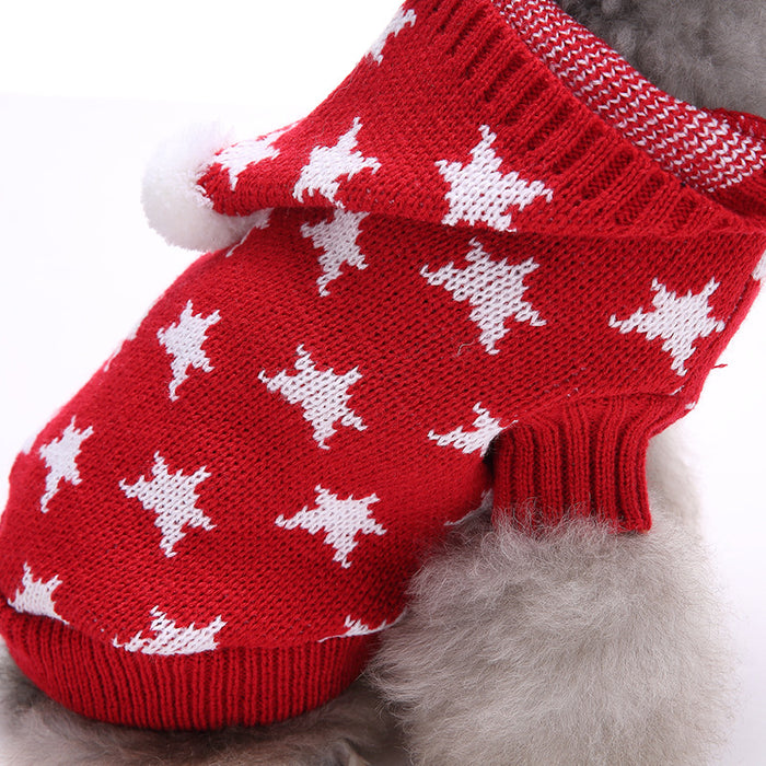 Pet Dog Cat Christmas Sweater with Hoodie