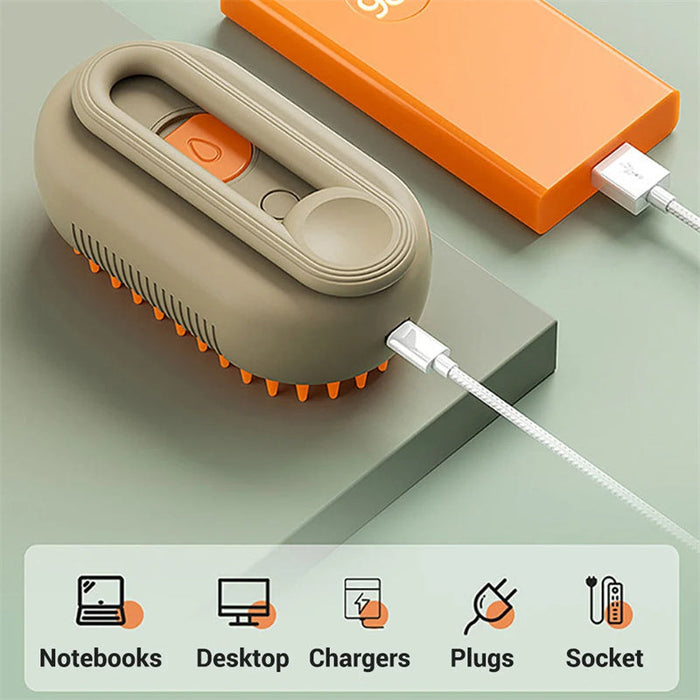 3-in-1 Electric Pet Steam Brush – Grooming Comb with Spray & Massage DOG n KITTY