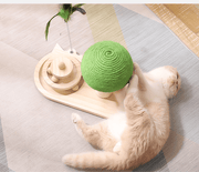 Wooden Cat Turntable Track Toy w/ Scratching Post UK PET HOUSE