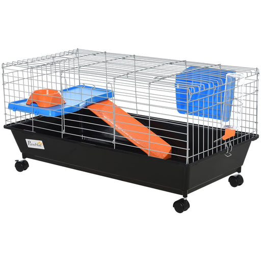 89cm Small Animal Home Cage for Rabbit Ferret Chinchilla w/ Wheels Black UK PET HOUSE