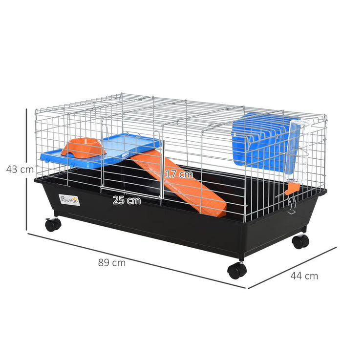 89cm Small Animal Home Cage for Rabbit Ferret Chinchilla w/ Wheels Black UK PET HOUSE