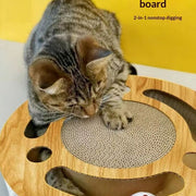 Grab & Play 2-in-1 Cat Scratch Pad Toy – Interactive Round Treasure for Cats UK PET HOUSE