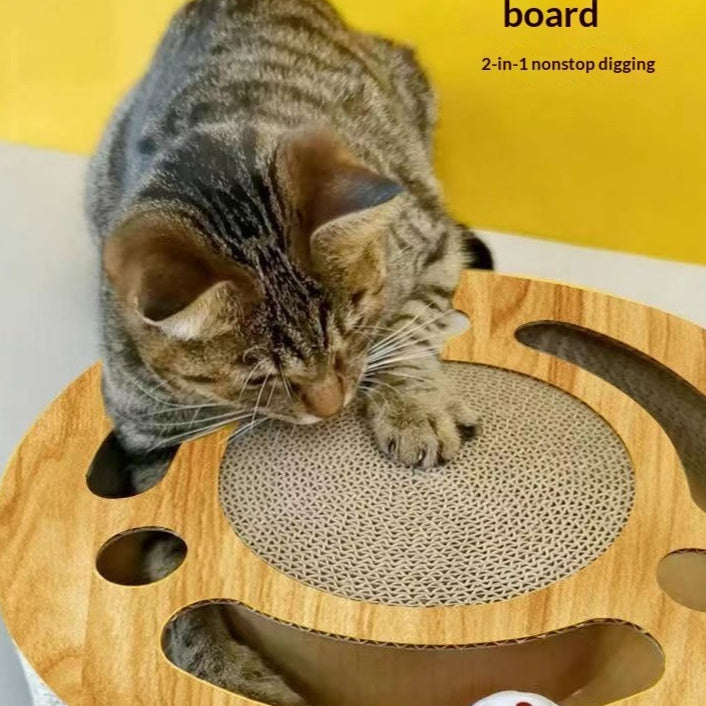 Grab & Play 2-in-1 Cat Scratch Pad Toy – Interactive Round Treasure for Cats UK PET HOUSE