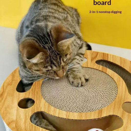 Grab & Play 2-in-1 Cat Scratch Pad Toy – Interactive Round Treasure for Cats UK PET HOUSE