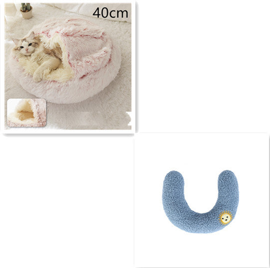 Pet Cat Dog 2 In 1 Winter Bed Round Plush Warm Bed House Soft Long Plush UK PET HOUSE