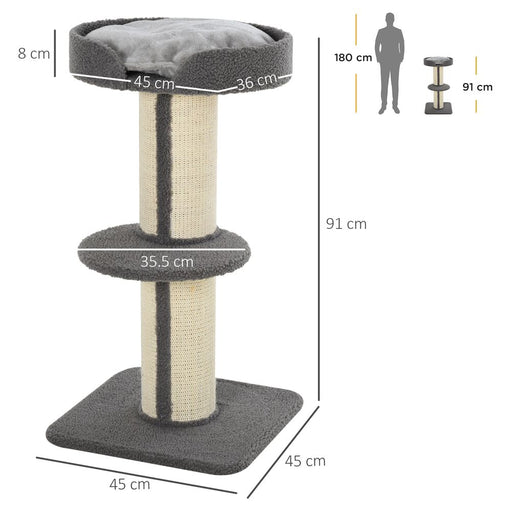 91cm Cat Tree Kitten Activity Center Tower Scratching Post Lamb Cashmere Perch UK PET HOUSE