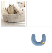 Pet Cat Dog 2 In 1 Winter Bed Round Plush Warm Bed House Soft Long Plush UK PET HOUSE