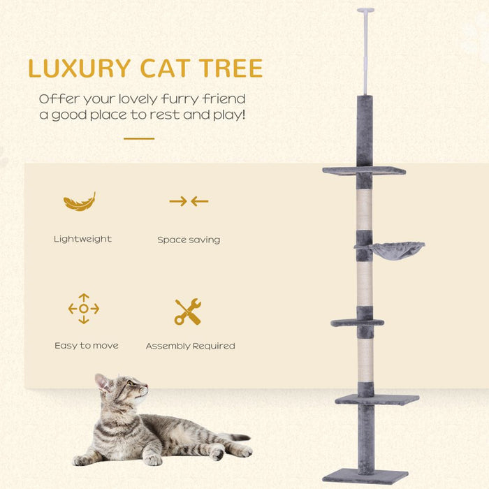 Adjustable 5-Tier Cat  Scratching Tree - Floor to Ceiling UK PET HOUSE