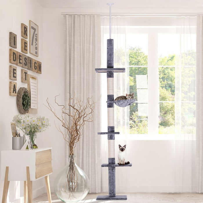 Adjustable 5-Tier Cat  Scratching Tree - Floor to Ceiling UK PET HOUSE