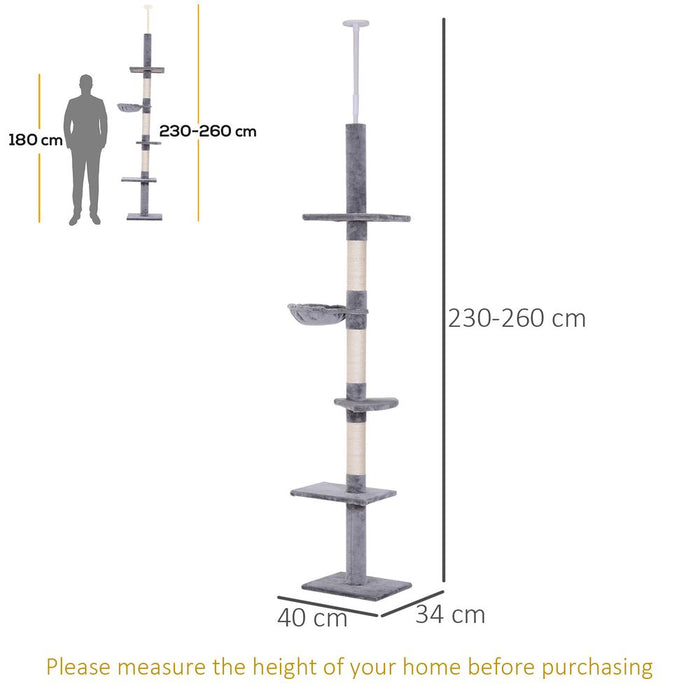 Adjustable 5-Tier Cat  Scratching Tree - Floor to Ceiling UK PET HOUSE