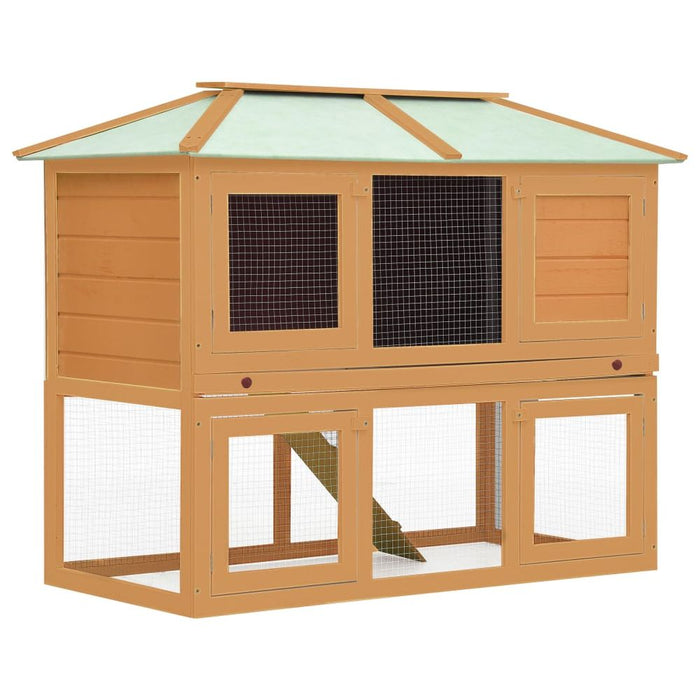 Animal Rabbit Cage Double Floor Wood UK PET HOUSE