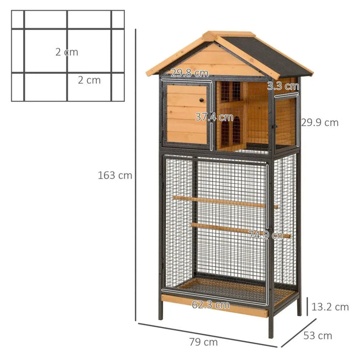 Bird Cage Wood & Steel Aviary w/ Standing Pole, Nest, Slide-Out Tray UK PET HOUSE