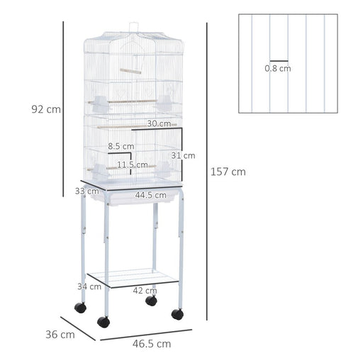 Bird Cage for Budgie Finch Canary Parakeet W/ Stand Sliding Tray White Pawhut UK PET HOUSE