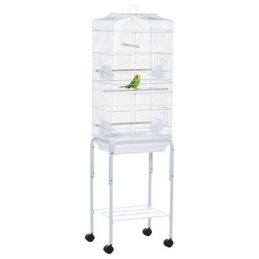 Bird Cage for Budgie Finch Canary Parakeet W/ Stand Sliding Tray White Pawhut UK PET HOUSE