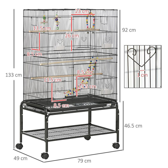 Bird Cage, with Stand, Wheels, Toys, for Budgies, Finches, Parakeets UK PET HOUSE