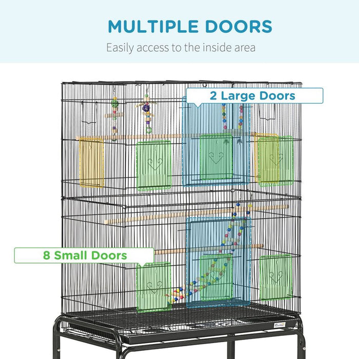 Bird Cage, with Stand, Wheels, Toys, for Budgies, Finches, Parakeets UK PET HOUSE