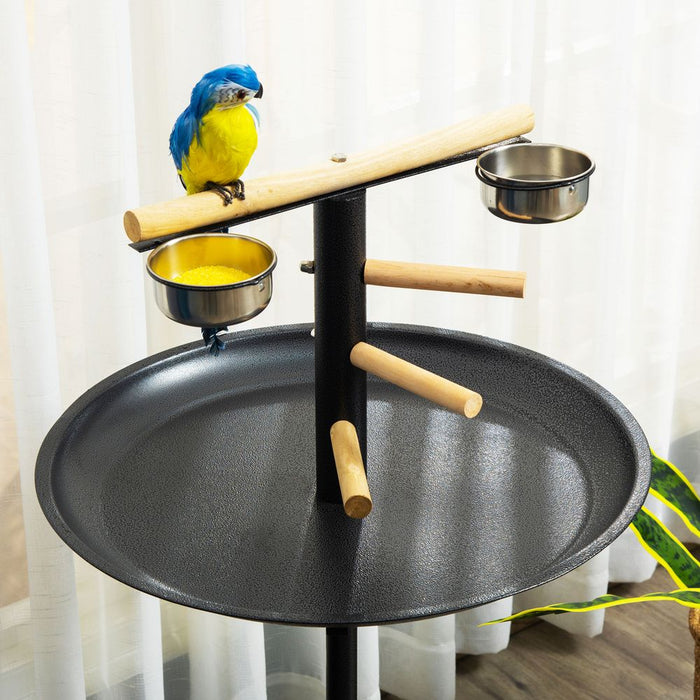 Bird Play Stand Portable Feeder Station w/ Wooden Perches, Stainless Steel Bowls UK PET HOUSE