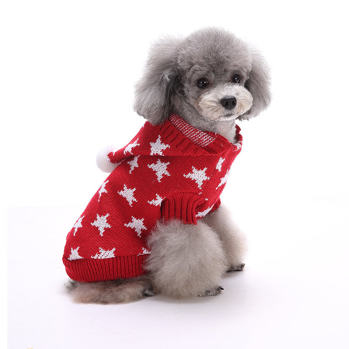 Pet Dog Cat Christmas Sweater with Hoodie